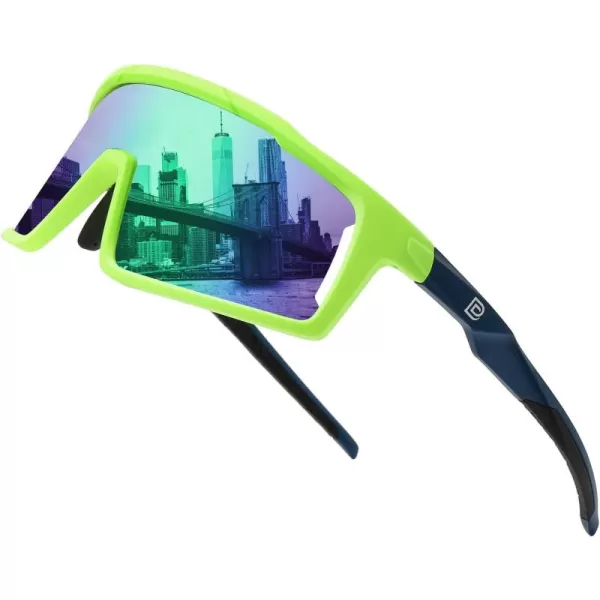 DUCO Cycling Sunglasses for Men Women Polarized Sports Sunglasses UV400 Baseball Sun glasses Anti Scratch Goggles DC0040Green Frame Green Len