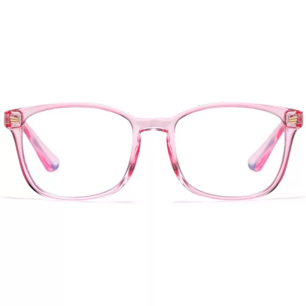 DUCO Kids Blue Light Glasses Girls Boys Computer Gaming Eyeglasses Anti UVBluelight Glasses for Kids Age 610 K028Clear Pink