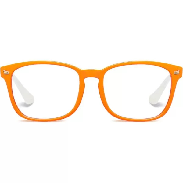 DUCO Kids Blue Light Glasses Girls Boys Computer Gaming Eyeglasses Anti UVBluelight Glasses for Kids Age 610 K028Orange White