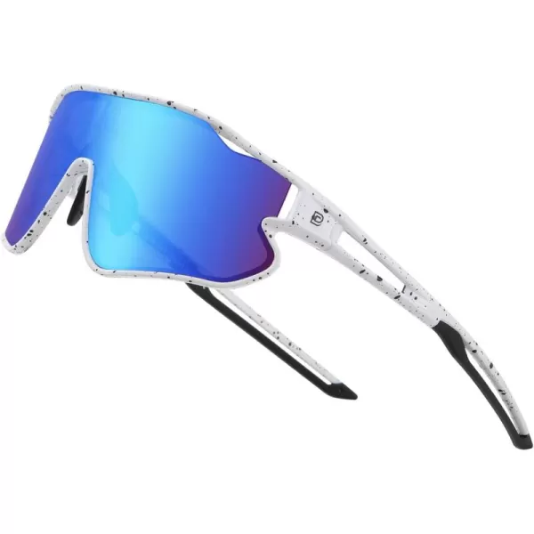 DUCO Kids Sunglasses Youth Baseball Sun Glasses Lightweight TR90 Frame UV400 Sports Cycling Shades for Boys Girls DK26801white Black Frame Black Temple Revo Blue Lens