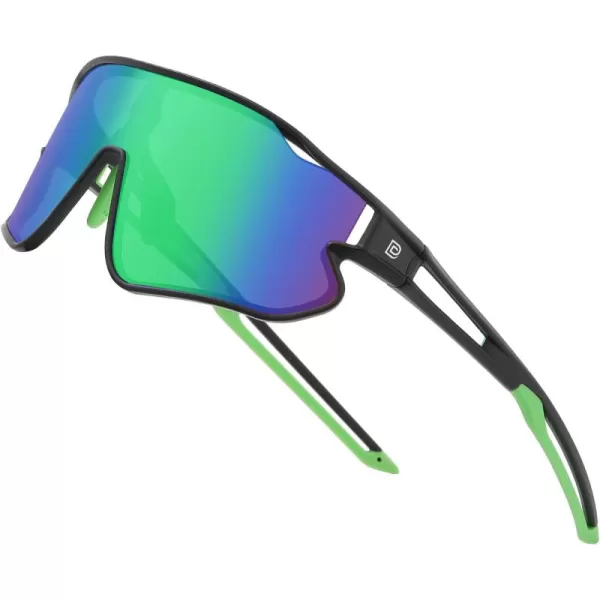 DUCO Kids Sunglasses Youth Baseball Sun Glasses Lightweight TR90 Frame UV400 Sports Cycling Shades for Boys Girls DK26804black Frame Green Temple Colorful Lens