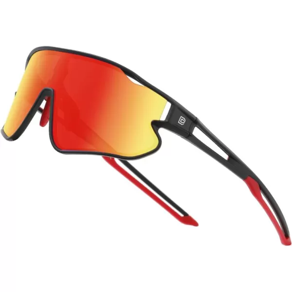 DUCO Kids Sunglasses Youth Baseball Sun Glasses Lightweight TR90 Frame UV400 Sports Cycling Shades for Boys Girls DK26806black Frame Red Temple Revo Orange Lens