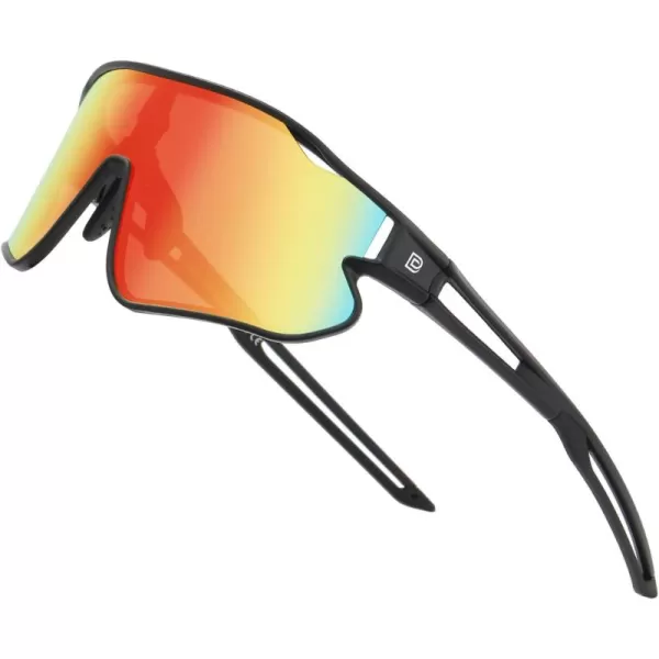 DUCO Kids Sunglasses Youth Baseball Sun Glasses Lightweight TR90 Frame UV400 Sports Cycling Shades for Boys Girls DK26809black Frame Black Temple Revo Orange Lens