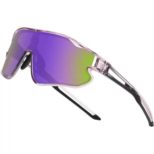 DUCO Kids Sunglasses Youth Baseball Sun Glasses Lightweight TR90 Frame UV400 Sports Cycling Shades for Boys Girls DK268Clear Purple Frame Black Temple Purle Lens