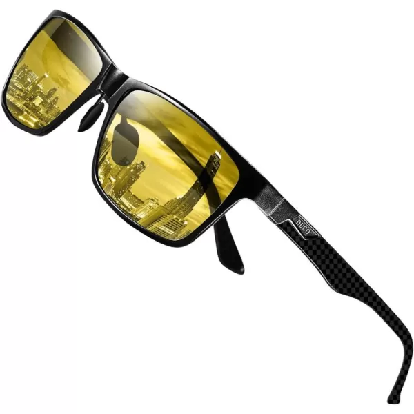 DUCO Mens Carbon Fiber Temples Polarized Anti Glare Night Vision Driving Glasses 8206