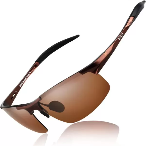 DUCO Mens Sports Polarized Sunglasses UV Protection Sunglasses for Men 8177sBrown Frame Brown Lens