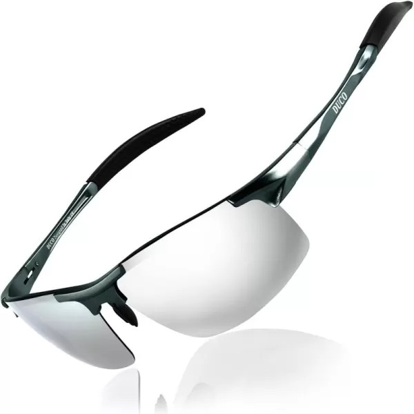 DUCO Mens Sports Polarized Sunglasses UV Protection Sunglasses for Men 8177sGunmetal Frame Mirror Lens