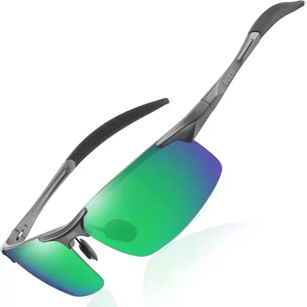 DUCO Mens Sports Polarized Sunglasses UV Protection Sunglasses for Men 8177sGunmetal Frame Revo Green Lens