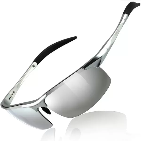 DUCO Mens Sports Polarized Sunglasses UV Protection Sunglasses for Men 8177sSilver Frame Mirror Lens