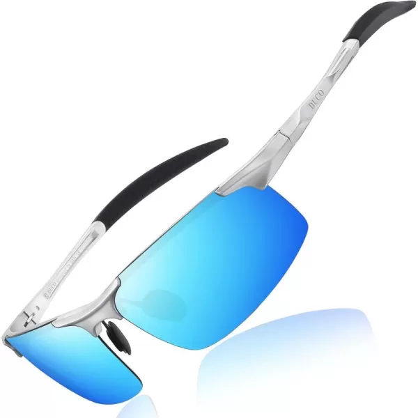 DUCO Mens Sports Polarized Sunglasses UV Protection Sunglasses for Men 8177sSilver Frame Revo Blue Lens