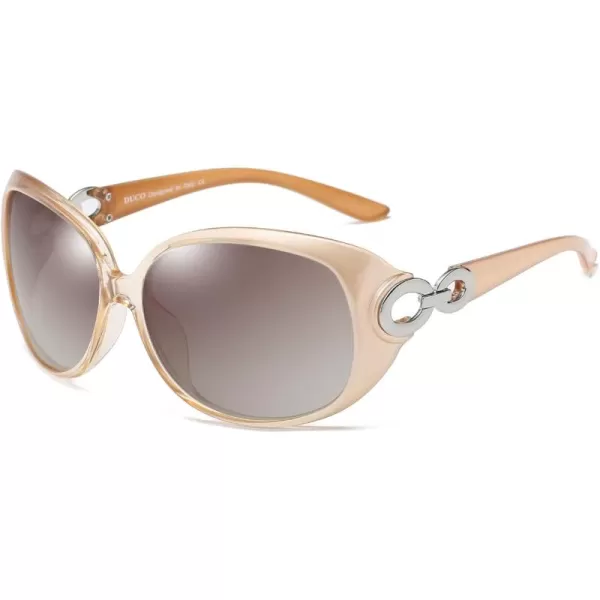 DUCO Oversized Polarized Sunglasses for Women Retro Trendy Frame Vintage Ladies Shades UV Protection 1220Champagne Frame Brown Lens