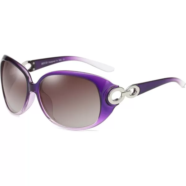 DUCO Oversized Polarized Sunglasses for Women Retro Trendy Frame Vintage Ladies Shades UV Protection 1220Gradient Purple Frame Brown Lens