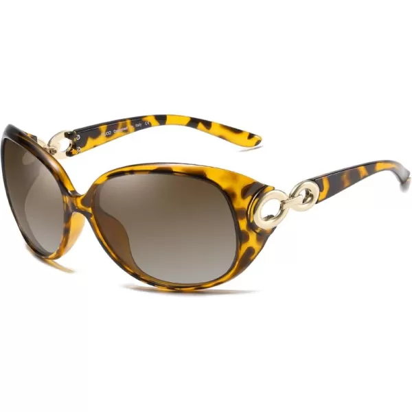 DUCO Oversized Polarized Sunglasses for Women Retro Trendy Frame Vintage Ladies Shades UV Protection 1220Tortoise Frame Brown Lens