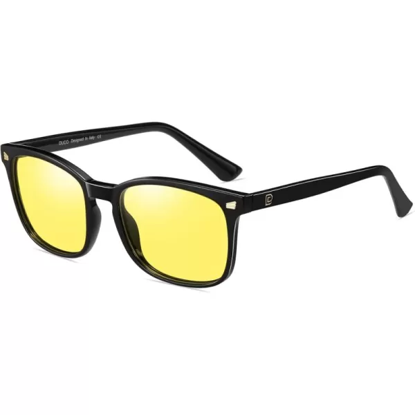 DUCO Polarized Night Vision Driving Glasses Anti GlareGlare Reducing Polarised Nighttime Driving Glasses 5201YShine Black