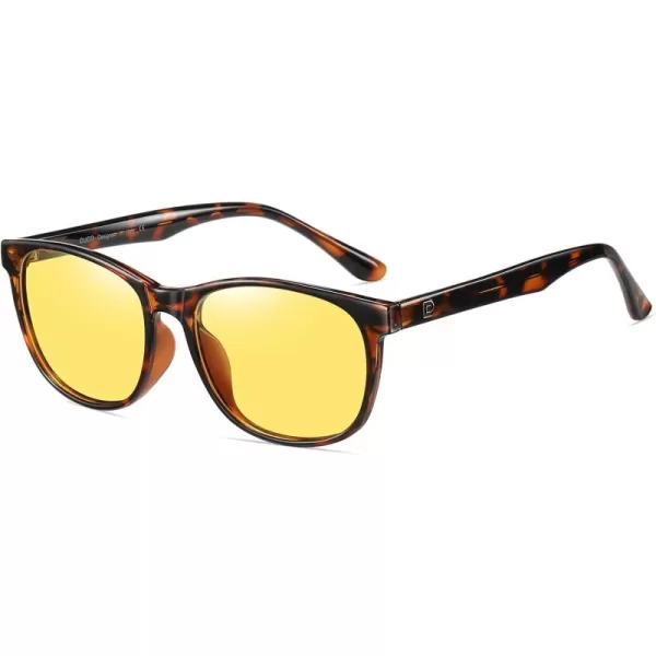 DUCO Polarized Sports HD Night Vision Glasses for Men Nighttime Driving Glasses with TR90 Frame 2144YBrown Tortoise Frame