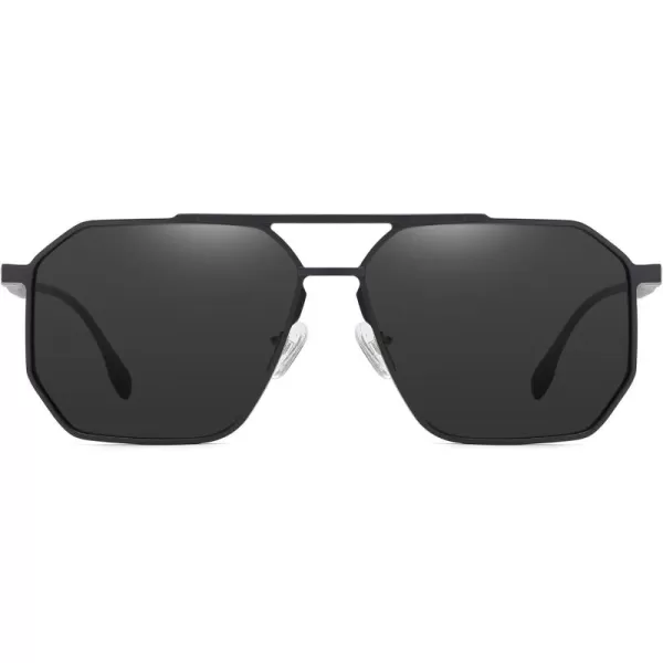 DUCO Polarized Sunglasses Men Women Retro Classic Square Sun Glasses Oversized Vintage Metal Frame Trendy Shades DC3032Blackgrey
