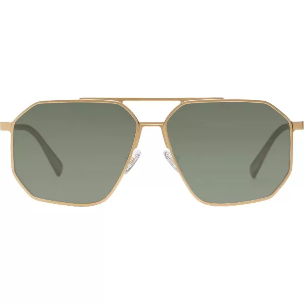 DUCO Polarized Sunglasses Men Women Retro Classic Square Sun Glasses Oversized Vintage Metal Frame Trendy Shades DC3032Gold Frame Green Lens