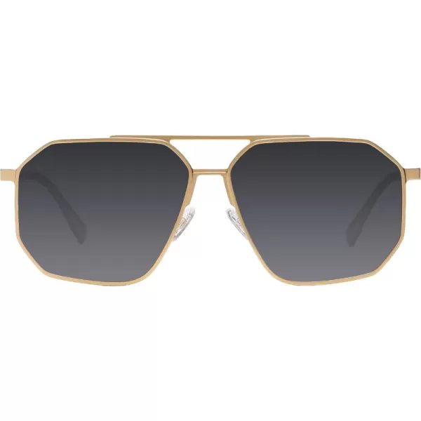 DUCO Polarized Sunglasses Men Women Retro Classic Square Sun Glasses Oversized Vintage Metal Frame Trendy Shades DC3032Gold Frame Grey Lens