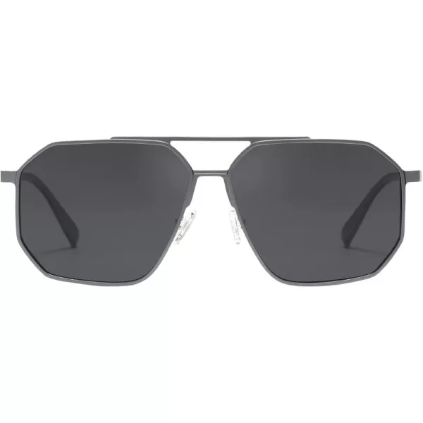 DUCO Polarized Sunglasses Men Women Retro Classic Square Sun Glasses Oversized Vintage Metal Frame Trendy Shades DC3032Gunmetal Frame Grey Lens