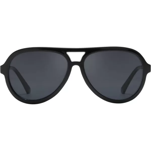 DUCO Retro Aviator Polarized Sunglasses Women Men Vintage Double Bridge Sun Glasses Classic Shades DC1208Black Frame Grey Lens