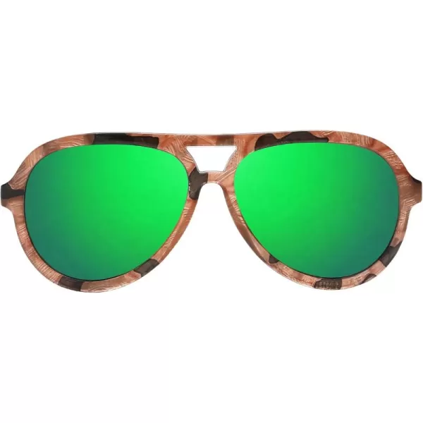 DUCO Retro Aviator Polarized Sunglasses Women Men Vintage Double Bridge Sun Glasses Classic Shades DC1208Brown Tortoise Revo Green Lens