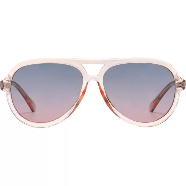 DUCO Retro Aviator Polarized Sunglasses Women Men Vintage Double Bridge Sun Glasses Classic Shades DC1208Transparent Brown Frame Green Brown Lens