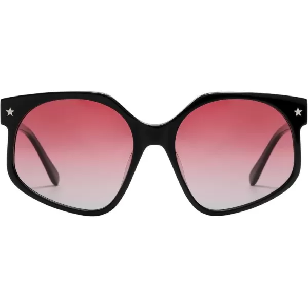 DUCO Retro Oversized Hexagonal Polarized Sunglasses for Women Men Trendy Shades UV400 Protection Designer Sun Glasses DC1108Black Frame Brown Lens
