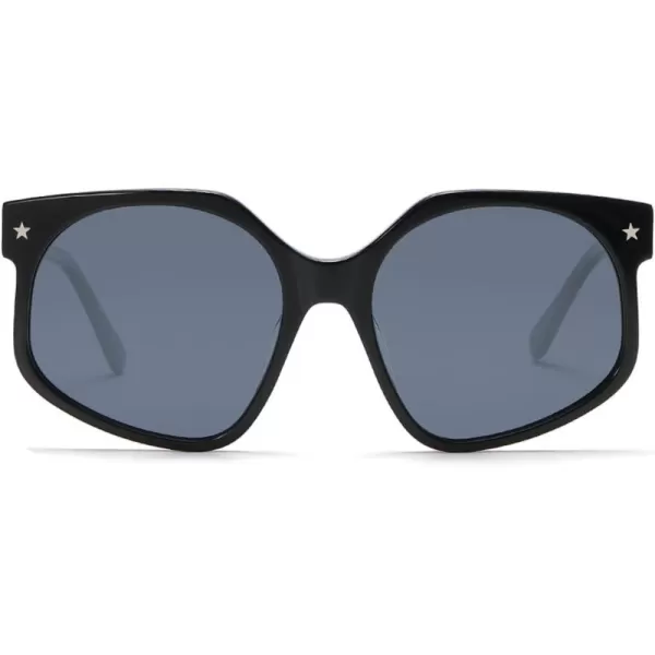 DUCO Retro Oversized Hexagonal Polarized Sunglasses for Women Men Trendy Shades UV400 Protection Designer Sun Glasses DC1108Shine Black Frame Grey Lens