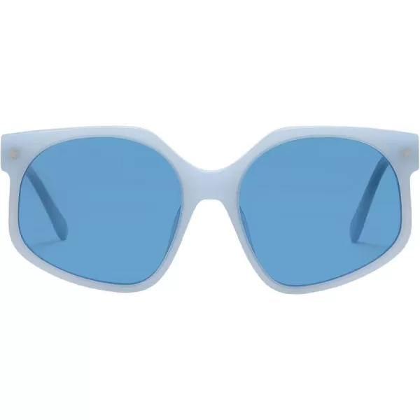DUCO Retro Oversized Hexagonal Polarized Sunglasses for Women Men Trendy Shades UV400 Protection Designer Sun Glasses DC1108Shine Blue Frame Blue Lens