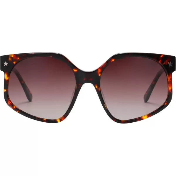 DUCO Retro Oversized Hexagonal Polarized Sunglasses for Women Men Trendy Shades UV400 Protection Designer Sun Glasses DC1108Tortoise Frame Gradient Brown Lens