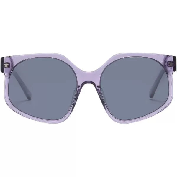DUCO Retro Oversized Hexagonal Polarized Sunglasses for Women Men Trendy Shades UV400 Protection Designer Sun Glasses DC1108Transparent Purple Frame Grey Lens