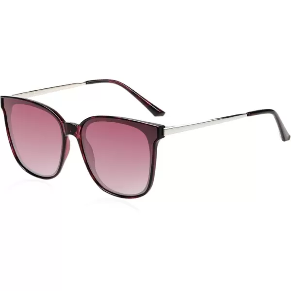 DUCO Retro Round Sunglasses for Women Vintage Polarized Woman Shades Lightweight PC Frame UV400 Protection Sun Glasses W01606 Purple Tortoise Frame Purple Lens