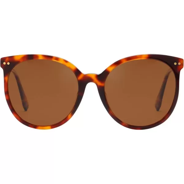 DUCO Retro Sunglasses Women Polarized Round Sun Glasses Vintage UV400 Protection Acetate Frame DC2340Brown Tortoise Frame Brown Lens