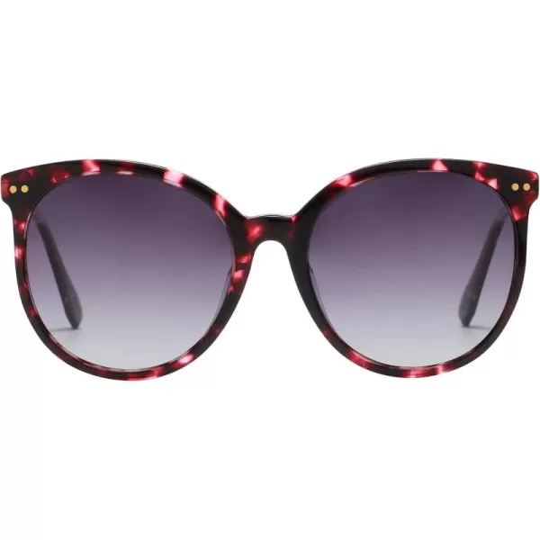 DUCO Retro Sunglasses Women Polarized Round Sun Glasses Vintage UV400 Protection Acetate Frame DC2340Purple Tortoise Frame Gradient Grey Lens