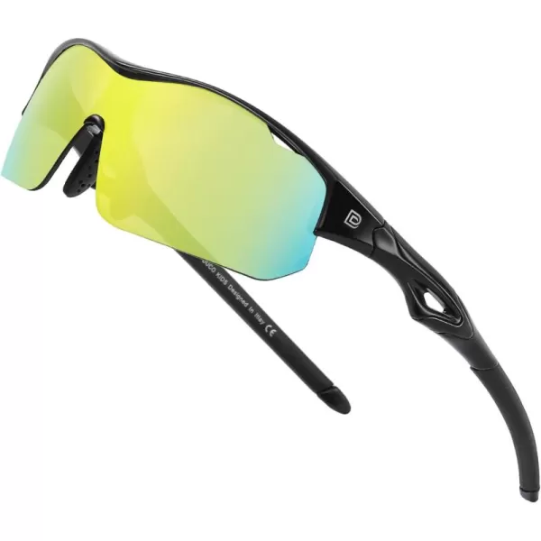 DUCO Sports Youth Baseball Sunglasses for Kids Unbreakable TR90 Frame Lightweight Sun Glasses for Boys and Girls DK261Black Frame Black Temple Revo Orange Lens