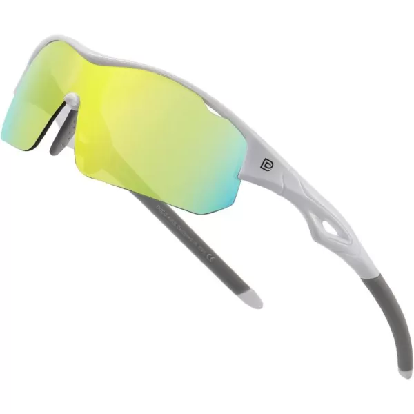 DUCO Sports Youth Baseball Sunglasses for Kids Unbreakable TR90 Frame Lightweight Sun Glasses for Boys and Girls DK261White Frame Grey Temple Revo Orange Lens