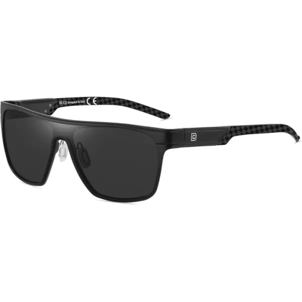 DUCO Square Polarized Sunglasses for Men Women Large Flat Top Shield Sun Glasses UV400 Protection Carbon Fiber Shades DC8230Black Frame Black Temple Grey Lens