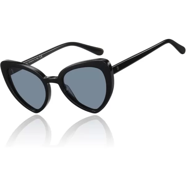DUCO Trendy Heart Polarized Sunglasses for Women Narrow 1206Black Frame Grey Lens