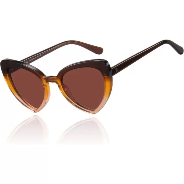 DUCO Trendy Heart Polarized Sunglasses for Women Narrow 1206Brown Frame Brown Lens