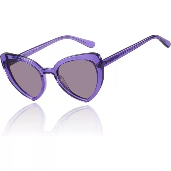 DUCO Trendy Heart Polarized Sunglasses for Women Narrow 1206Shine Purple Frame Frame Lens
