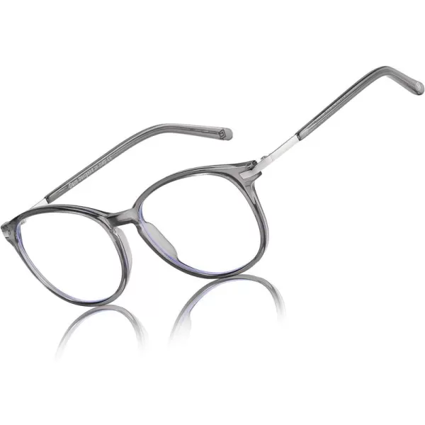 DUCO Vintage Round Blue Light Glasses For Men Women Blue Ray Blocking Glasses Computer Screen Glasses Non Prescription Eyeglasses Grey 5213Grey