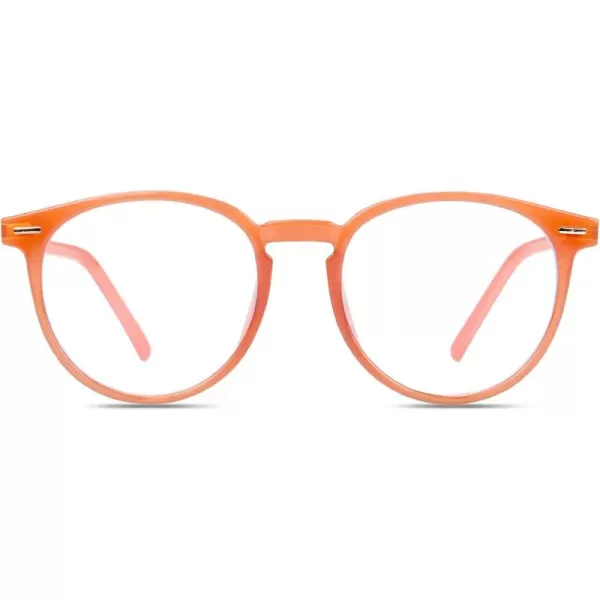 DUCO Vintage Round Blue Light Glasses For Men Women Blue Ray Blocking Glasses Computer Screen Glasses Non Prescription Eyeglasses Grey 5213W021transparent Oeange
