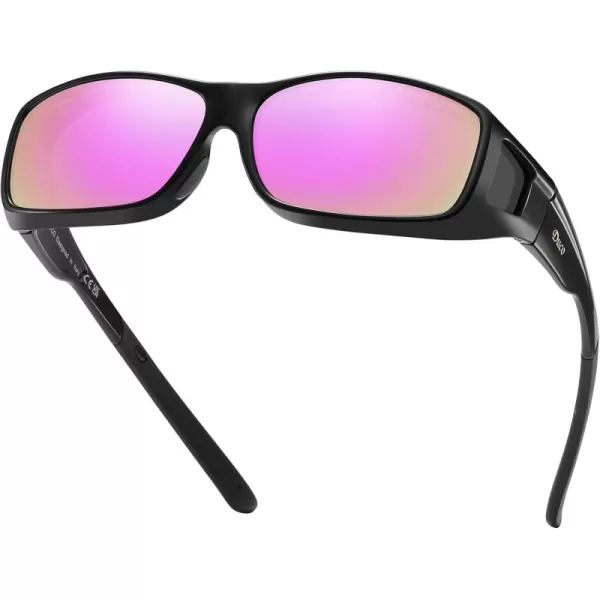 DUCO Wraparound Fitover Glasses Polarized Wear Over Sunglasses for Men Women UV Protection Sun Glasses Driving 8953L Size Black Frame Revo Purple