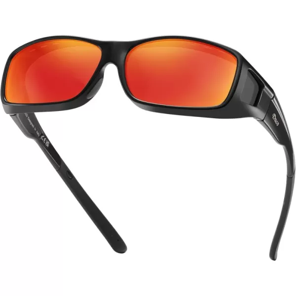 DUCO Wraparound Fitover Glasses Polarized Wear Over Sunglasses for Men Women UV Protection Sun Glasses Driving 8953L Size Black Frame Revo Red