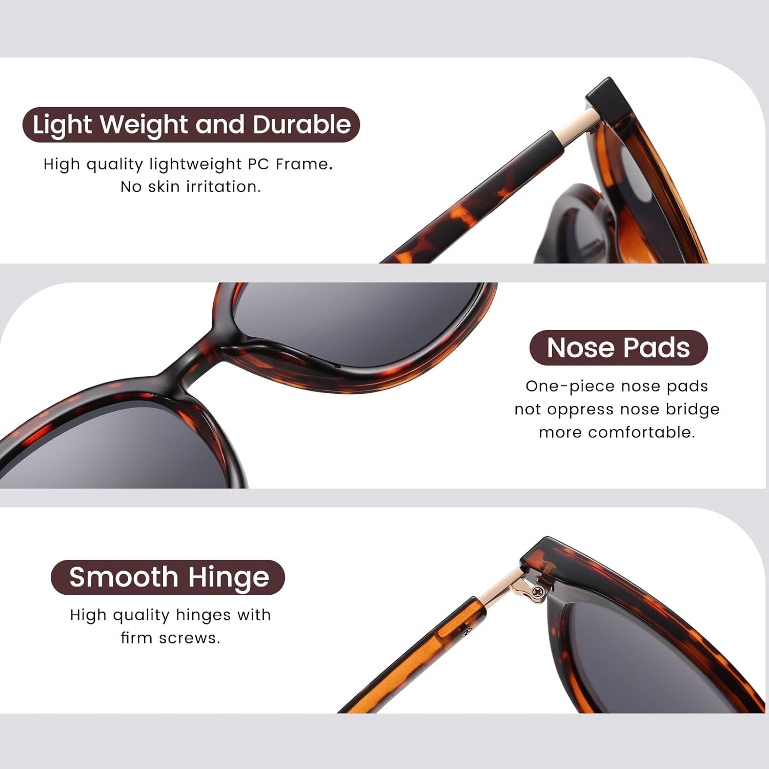 DUCO Retro Round Polarized Sunglasses for Women Men Oversized Vintage Shades W017L Size Tortoise Brown Frame Grey Lens