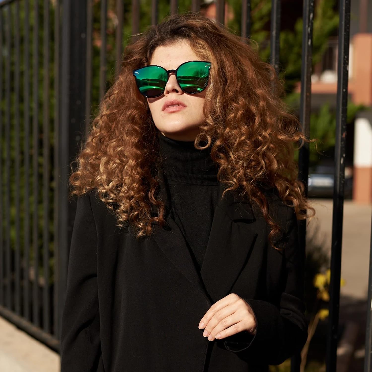 DUCO Retro Round Polarized Sunglasses for Women Men Oversized Vintage Shades W017L Size Tortoise Brown Frame Revo Green Lens