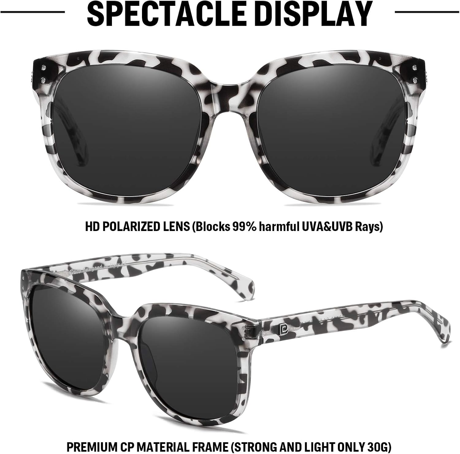 DUCO Retro Vintage Oversized Square Sunglasses for Women Big Luxury Womens Sun Glasses UV Protection DC2148Black Tortoise
