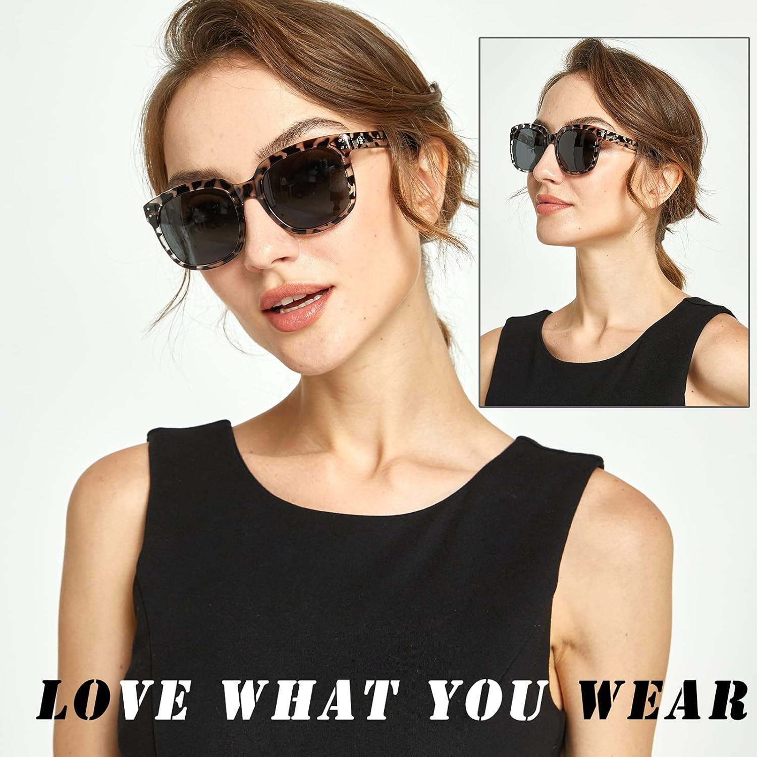 DUCO Retro Vintage Oversized Square Sunglasses for Women Big Luxury Womens Sun Glasses UV Protection DC2148Black Tortoise