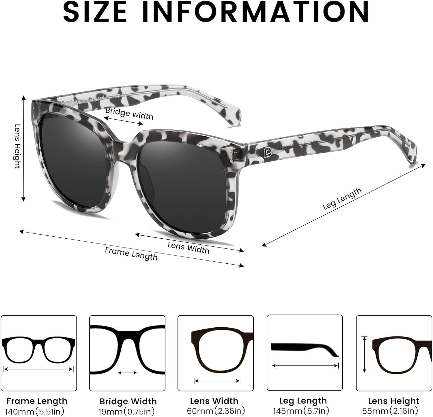 DUCO Retro Vintage Oversized Square Sunglasses for Women Big Luxury Womens Sun Glasses UV Protection DC2148Black Tortoise