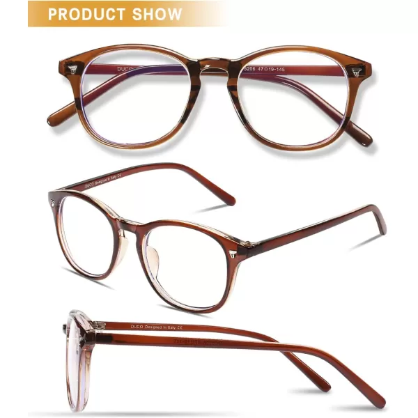 DUCO Blue Light Blocking Computer Reading Eyewear GlassesUV Protection DC5206Dark Brown